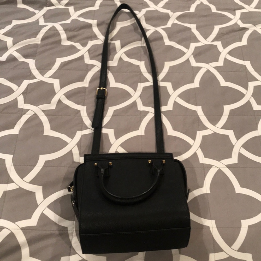 Black faux leather crossbody
